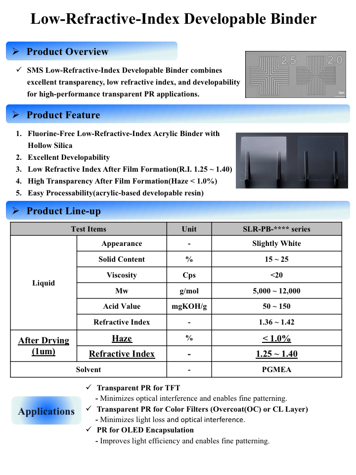 Low-Refractive-Index Developable Binder